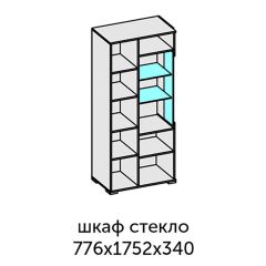 Аллегро-10 Шкаф 2дв. (со стеклом) (дуб крафт золотой-камень темный) в Екатеринбурге - mebel24.online | фото 2