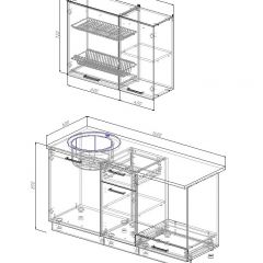 Кухонный гарнитур Антрацит 1600 (Стол. 26мм) в Екатеринбурге - mebel24.online | фото 2