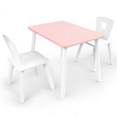 Комплект детской мебели стол и два стула Корона  (Розовый/Белый/Белый) в Екатеринбурге - mebel24.online | фото