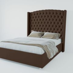 Кровать Берлин ЛЮКС с ПМ 1800 (экокожа коричневая) в Екатеринбурге - mebel24.online | фото 2