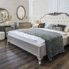 Кровать Мокко 1600 с мягким изголовьем + основание (серый камень) в Екатеринбурге - mebel24.online | фото 1