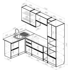 Кухонный гарнитур Адажио мега прайм 1500 х 2700 мм в Екатеринбурге - mebel24.online | фото 2