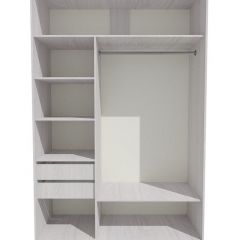 Шкаф-купе 1300 серии SILVER S1+S1+B2+PL2 (2 ящика+1 штанга+1 полка) профиль «Серебро» в Екатеринбурге - mebel24.online | фото 2