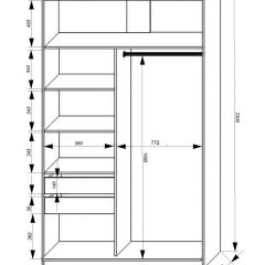 Шкаф-купе 1400 серии SOFT D1+D3+B2+PL1 (2 ящика+1штанга) профиль «Графит» в Екатеринбурге - mebel24.online | фото 3