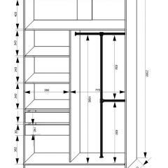 Шкаф-купе 1400 серии SOFT D8+D2+B2+PL4 (2 ящика+F обр.штанга) профиль «Графит» в Екатеринбурге - mebel24.online | фото 3
