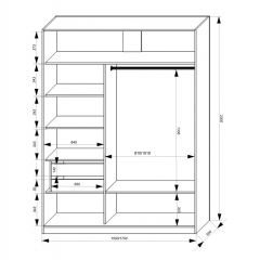 Шкаф-купе 1500 серии NEW CLASSIC K2+K2+B2+PL2(2 ящика+1 штанга+1 полка) профиль «Капучино» в Екатеринбурге - mebel24.online | фото 3