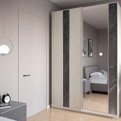 Шкаф-купе 1500 серии SILVER S4+S3Z+B2+PL1 (2 ящика+1 штанга) профиль «Серебро» в Екатеринбурге - mebel24.online | фото