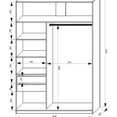 Шкаф-купе 1600 серии SOFT D1+D3+B2+PL1 (2 ящика+1штанга) профиль «Графит» в Екатеринбурге - mebel24.online | фото 4
