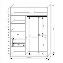 Шкаф-купе 1700 серии NEW CLASSIC K4+K4+B2+PL4 (2 ящика+F обр. штанга) профиль «Капучино» в Екатеринбурге - mebel24.online | фото 3