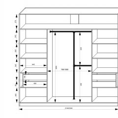 Шкаф-купе 2150 серии NEW CLASSIC K4+K4+K4+B22+PL4(по 2 ящика лев/прав+F обр.штанга) профиль «Капучино» в Екатеринбурге - mebel24.online | фото 3