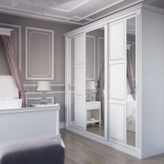 Шкаф-купе 2150 серии NEW CLASSIC K6Z+K1+K6+B22+PL2(по 2 ящика лев/прав+1 штанга+1 полка) профиль «Капучино» в Екатеринбурге - mebel24.online | фото