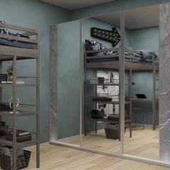 Шкаф-купе 2250 серии SILVER S3+S1+S3Z B22+PL2 (по 2 ящика лев/прав+1штанга+1 полка) профиль «Серебро» в Екатеринбурге - mebel24.online | фото