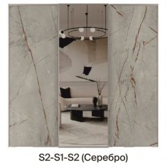 Шкаф-купе 2250 серии SILVER S3+S1+S3Z B22+PL2 (по 2 ящика лев/прав+1штанга+1 полка) профиль «Серебро» в Екатеринбурге - mebel24.online | фото 7