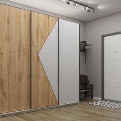 Шкаф-купе 2400 серии SOFT D2+D7+D3+B22+PL2 (по 2 ящика лев/прав+1штанга+1полка) профиль «Графит» в Екатеринбурге - mebel24.online | фото