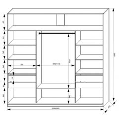 Шкаф-купе 2400 серии SOFT D2+D7+D3+B22+PL2 (по 2 ящика лев/прав+1штанга+1полка) профиль «Графит» в Екатеринбурге - mebel24.online | фото 3