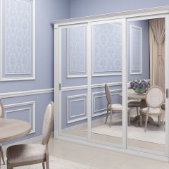 Шкаф-купе 2450 серии NEW CLASSIC K1+K1+K1+B22+PL4 (по 2 ящика лев/прав+F обр.штанга) профиль «Капучино» в Екатеринбурге - mebel24.online | фото