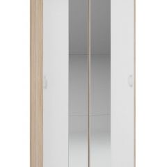 Шкаф-купе Бассо 1.0 (Дуб Сонома/Белый) 2 двери 2 зеркальные вставки в Екатеринбурге - mebel24.online | фото 1