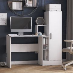 Стол компьютерный СКМ-2 ЛДСП Белый в Екатеринбурге - mebel24.online | фото