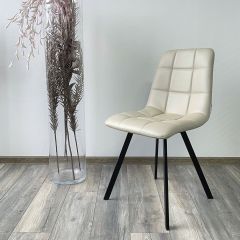 Стул CHILLI SQUARE HK017-02 серо-бежевый, PU/ черный каркас М-City в Екатеринбурге - mebel24.online | фото 2