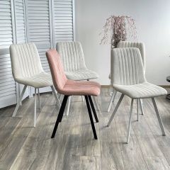 Стул ELVIS WZ2042-01 молочный фактурный велюр / белый каркас М-City в Екатеринбурге - mebel24.online | фото 2