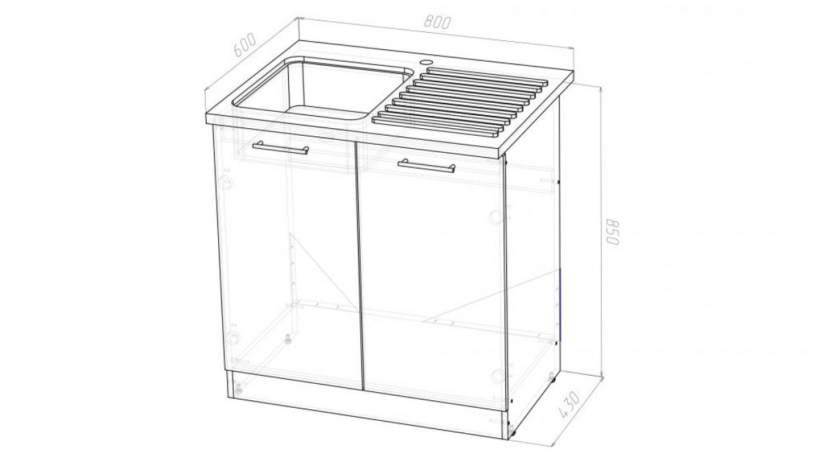 Тумба под накладную мойку 600х800 чертежи