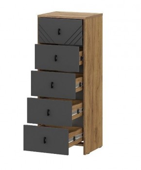 БАЙКАЛ Комод (5 ящиков) Графит/Дуб золотой в Екатеринбурге - mebel24.online | фото 2
