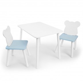 Детский комплект стол и два стула «Мишка» Rolti Baby (белый/голубой, массив березы/мдф) в Екатеринбурге - mebel24.online | фото