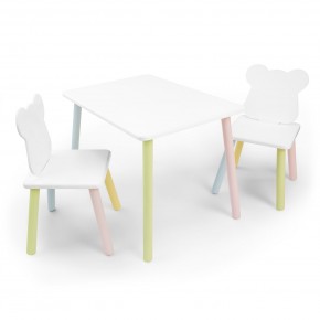 Детский комплект стол и два стула «Мишка» Rolti Baby (белый/цветной, массив березы/мдф) в Екатеринбурге - mebel24.online | фото