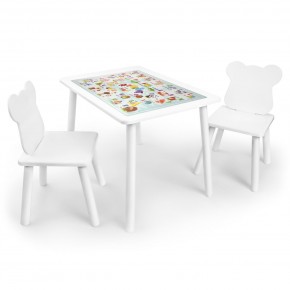 Детский комплект стол и два стула Мишка Rolti Baby с накладкой Алфавит (белая столешница/белое сиденье/белые ножки) в Екатеринбурге - mebel24.online | фото