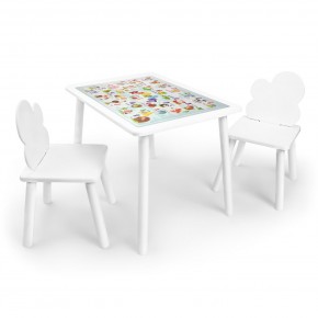 Детский комплект стол и два стула Облачко Rolti Baby с накладкой Алфавит (белая столешница/белое сиденье/белые ножки) в Екатеринбурге - mebel24.online | фото