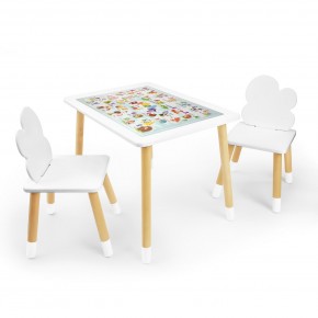 Детский комплект стол и два стула Облачко Rolti Baby с накладкой Алфавит (белая столешница/белое сиденье/береза ножки) в Екатеринбурге - mebel24.online | фото