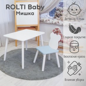 Детский комплект стол и стул «Мишка» Rolti Baby  (голубая столешница/голубое сиденье/белые ножки) в Екатеринбурге - mebel24.online | фото 1
