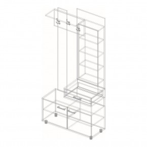 ГРАФ Вешалка с зеркалом ПРАВОЕ исполнение (темно серый) в Екатеринбурге - mebel24.online | фото 2