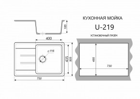 Каменная мойка ULSTONE U-219 (755х505) в Екатеринбурге - mebel24.online | фото 2