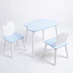 Комплект детский стол ОБЛАЧКО и два стула ОБЛАЧКО ROLTI Baby (голубая столешница/голубое сиденье/белые ножки) в Екатеринбурге - mebel24.online | фото 1