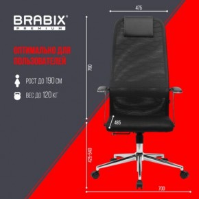 Кресло BRABIX PREMIUM "Ultimate EX-801" хром, плотная двойная сетка Х2, черное, 532917 в Екатеринбурге - mebel24.online | фото 7