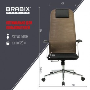 Кресло BRABIX PREMIUM "Ultimate EX-801" хром, плотная двойная сетка Х2, черное/коричневое, 532920 в Екатеринбурге - mebel24.online | фото 6