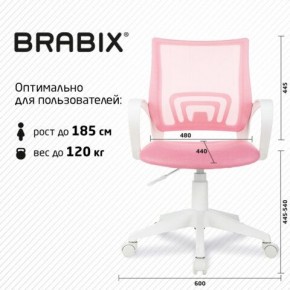 Кресло BRABIX "Fly MG-396W", с подлокотниками, пластик белый, сетка, розовое, 533008 в Екатеринбурге - mebel24.online | фото 5