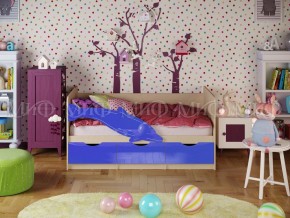 Кровать Дельфин-1 800*1600 (Синий металлик/дуб крафт белый) в Екатеринбурге - mebel24.online | фото