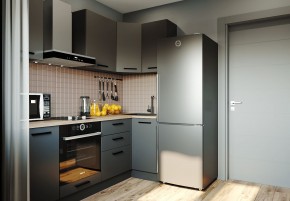Кухня угловая Антрацит 2200х1000 (Стол. 38мм) в Екатеринбурге - mebel24.online | фото 1