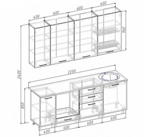 Кухонный гарнитур Антрацит 2200 (Стол. 26мм) в Екатеринбурге - mebel24.online | фото 3