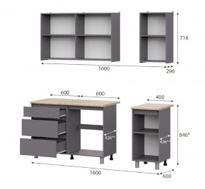Кухонный гарнитур ДЕНВЕР (1600) Графит серый/Дуб Сонома в Екатеринбурге - mebel24.online | фото 2