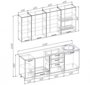 Кухонный гарнитур Капри 2200 h950 (Стол. 38мм) в Екатеринбурге - mebel24.online | фото 2