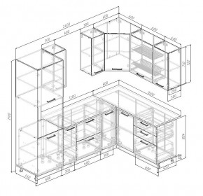 Кухонный гарнитур угловой Трансильвания 2400x1600 мм (Стол. 38 мм) в Екатеринбурге - mebel24.online | фото 2