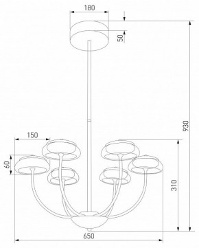 Люстра на штанге Eurosvet Fungo 50388 LED черный в Екатеринбурге - mebel24.online | фото 4