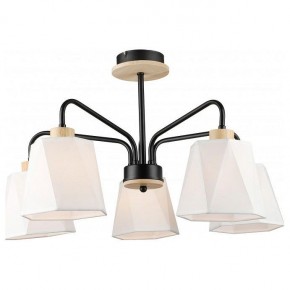 Люстра на штанге Imex MD.5714 MD.5714-5-S-BK+WOOD в Екатеринбурге - mebel24.online | фото