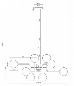 Люстра на штанге Maytoni Erich MOD221-PL-12-G в Екатеринбурге - mebel24.online | фото 3