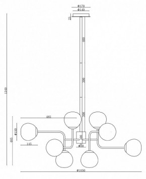 Люстра на штанге Maytoni Erich MOD221-PL-12-N в Екатеринбурге - mebel24.online | фото 3