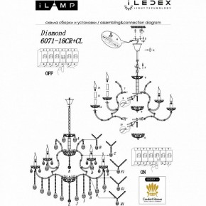 Подвесная люстра iLamp Diamond 6071-18 CR+CL в Екатеринбурге - mebel24.online | фото 2