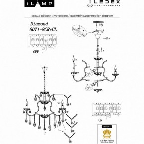 Подвесная люстра iLamp Diamond 6071-8 CR+CL в Екатеринбурге - mebel24.online | фото 2